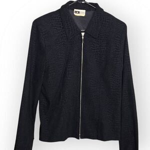 IN Studio San Francisco Vintage 90s Women's Collared Zipper Blazer Snakeskin Pri